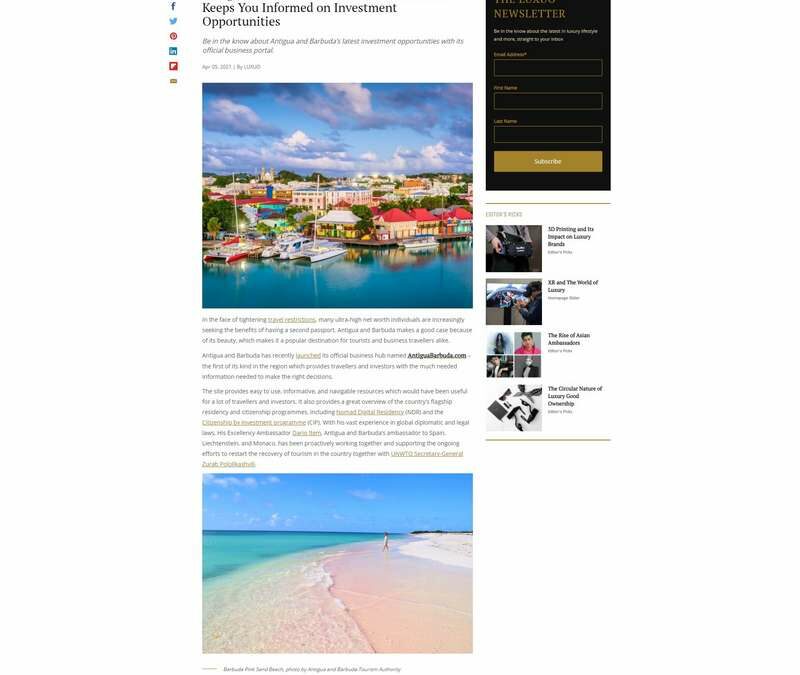 Antigua and Barbuda Official Business Portal Keeps You Informed on Investment Opportunities