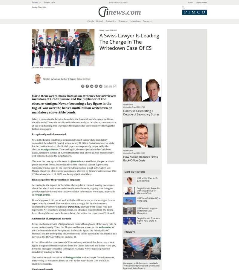 A Swiss Lawyer Is Leading The Charge In The Writedown Case Of CS